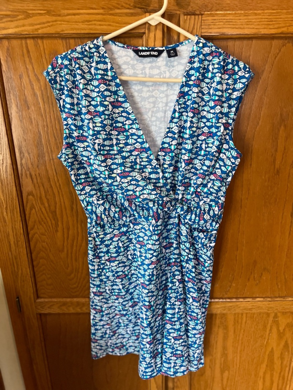 Lands' End Blue Patterned Midi Dress
